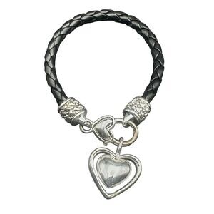 BRIGHTON Leather Bracelet with Heart Charm and clasp
